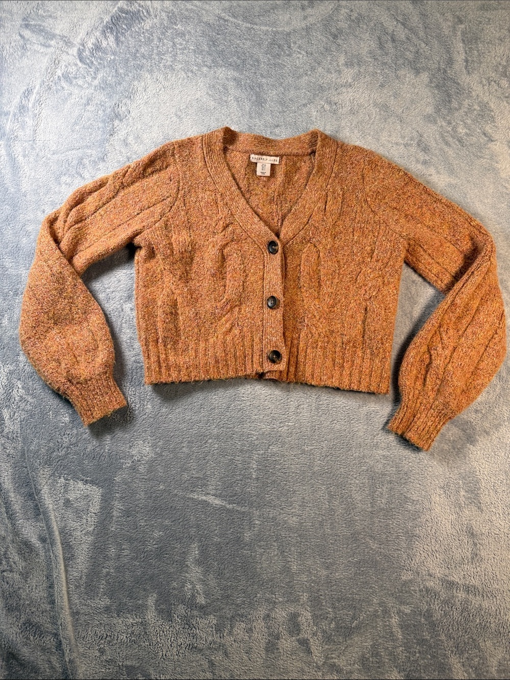 Sincerely Jules Salmon multi Cropped Cable Knit Cardigan #3268-1